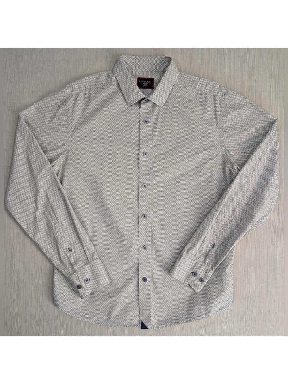 UNTUCKit Valdonica Slim Fit Geometric Button-Up Shirt White/Navy Men's M
